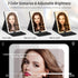 Lighted Travel Makeup Mirror with Round 10X & 20X Magnifying Mirror, PU Leather Vanity Mirror with Lights with 2000mAh Battery, LED Tabletop Cosme...