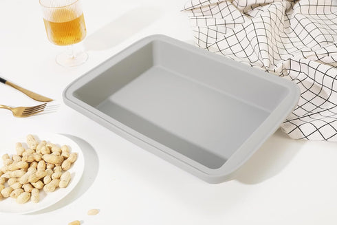 Silicone Baking Dish with Handles, Deep Rectangular Bakeware Cake Pan, Compatible with Fancy Panz, for Lasagna, Cake, Brownie or Family Dinner, 12...