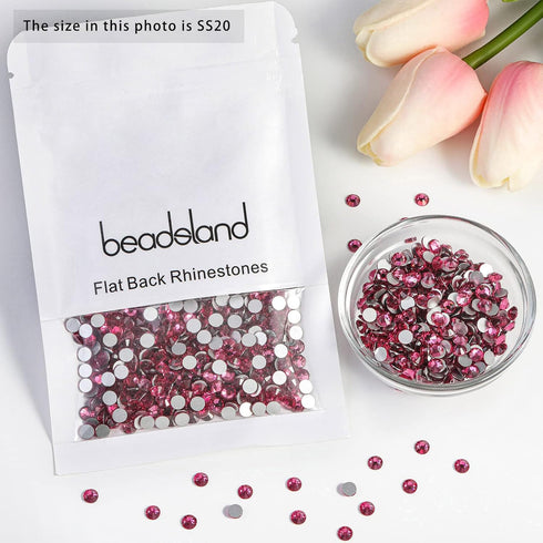 beadsland Flat Back Crystal Rhinestones Round Gems for Nail Art and Craft Glue Fix,Rose (4.6-4.8mm) SS20/1440pcs...