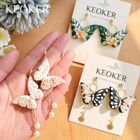 KEOKER Polymer Clay Cutters Butterfly - Luna Moth Polymer Clay Cutters, 6 Shapes Embossed Butterfly Clay Cutters for Polymer Clay Jewelry Making, ...