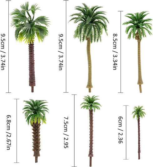 30Pcs Palm Model Trees 1.97-3.54 inch (5-9cm) Green Palm Train Model Trees Diorama Scenery for Miniature Landscape Model Train Railways Building D...