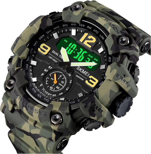Gosasa Men's Large Face Outdoor Sports Watches Military S-Shock Watch Waterproof, Backlight, Alarm, Stopwatch Features - Rugged Wristwatch for Tra...