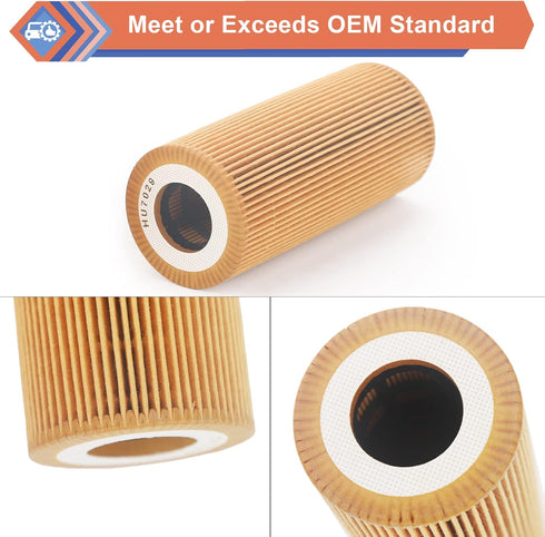 2 Pcs Engine Oil Filter Compatible With Audi Porsche VW Vehicle 2005-2018 A4 A5 A6 A7 A8 Quattro Q5 Q7 S4 S5 SQ5, 2011-2017 Cayenne Panamera, Toua...