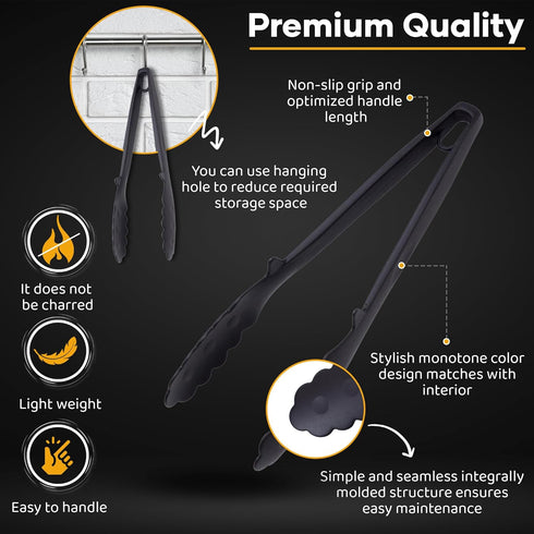 Kitchen Tongs for Cooking & Serving - Heat Resistant 66 Nylon, Non-Slip Grip, Slim Lightweight, Small, Easily Picks Up Small Foods, Dishwasher Saf...