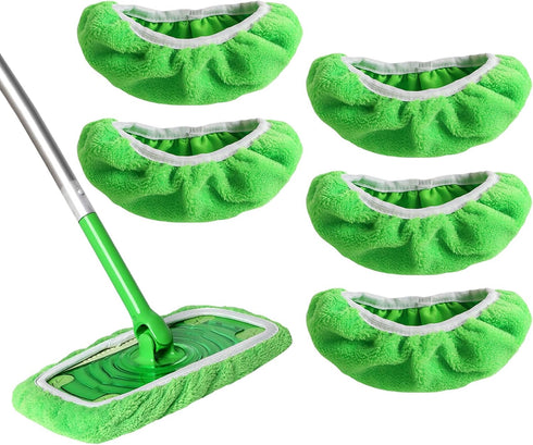 5 Pack Reusable 100% Chenille Mop Pads Compatible with Swiffer Sweeper Mop, Wet and Dry Flat Swiffer mop Cover, 5 Pack Washable Swiffer Pads for S...