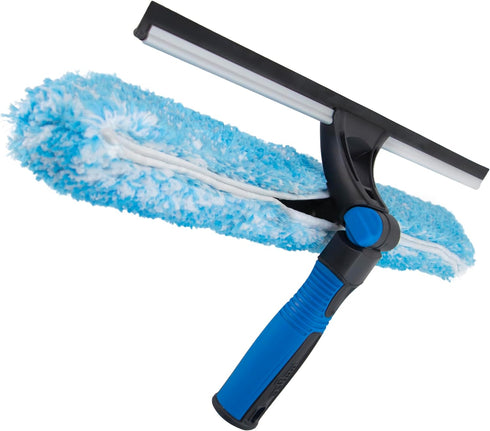 Unger Professional 18" ProFlex 2-in-1 Squeegee & Scrubber - Window Cleaning Tool with Pivoting Head – Squeegee for High Access Window Washing, Com...