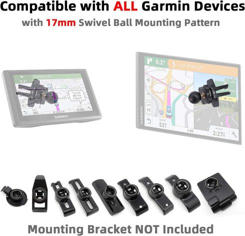 for Garmin Air Vent Mount Holder - 17mm Ball Phone/GPS Vent Mount Base with Silicone Clip & Adjustable Knob for Garmin Nuvi Drive Drivesmart Dezl ...