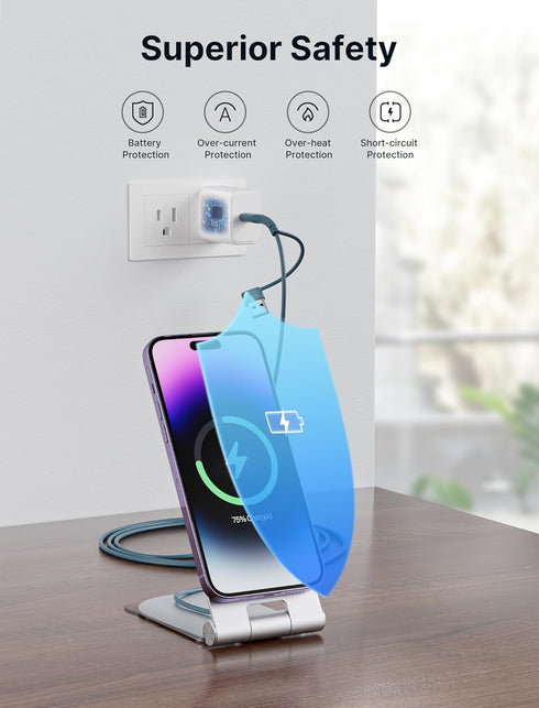 JSAUX Magnetic Wireless Charger Compatible for MagSafe Charger iPhone 15/15 Pro/15 Plus/15 Pro Max/14 13 12, Magnet Charging Pad (Blue) with 20W P...