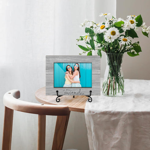 Wooden Photo Frame Friendship Gifts for Friends Bestie Woman BFF, Wooden Photo Frame with Iron Stand for Tabletop or Desktop Display, Home Table D...