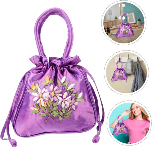 Holibanna Handbags Tote Bags The Tote Bag Purse Drawstring Tote Bag Women Drawstring Handbag Embroidered Handbag Small Drawstring Handbag Embroide...
