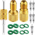 15 Pcs R134a Refrigerant Tank Adapters 1/4" to 1/2" R134a 1/2" to 1/4" Brass Adapter Connector R134a Adapter with Valve Core Washer Gasket Valve C...