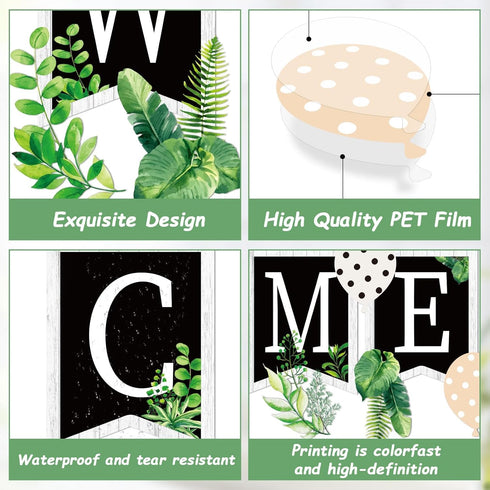 61 Pieces Simply Boho Welcome Classroom Bulletin Board Set Eucalyptus Bulletin Board Classroom Decoration Balloon Paper Fans Cutouts for Primary S...