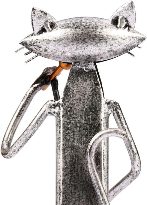 Tooarts Music Cat Metal Sculpture Iron Statue Handwork Handicrafts, 3 Funny Design...