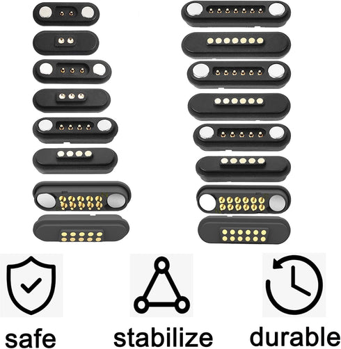 1Pair 2P/3P/4P/5P/6P/7P/8P/9P/10P/12Pin Magnetic Pogo Pin Connector,DC Power Male+Female Socket Charge Spring Loaded Magnet Pogo Pin Connector Sin...
