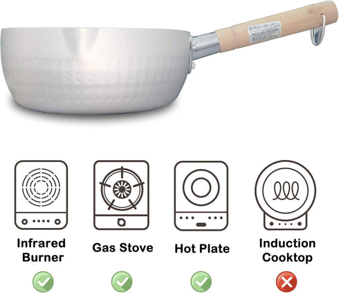 Nonstick Saucepan 1.7 Quart Japanese Yukihira Saucepan With Wooden Handle And Silicone Mixing Spoon,Multipurpose Pot, Aluminum Alloy, Silver (7.1 ...