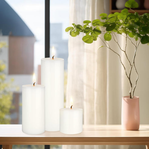 Mega Candles 3 pcs Unscented Solid White Pillar Candles, Hand Poured Premium Wax Candle 3 Inch x 6 Inch, Home Décor, Spas, Weddings, Celebrations,...