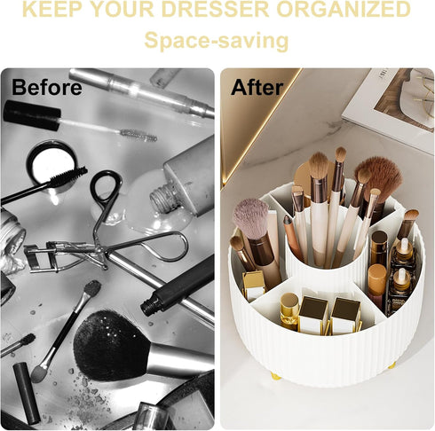 360 Rotating Makeup Brush Holder, Desktop Makeup Organizer, 5 Slot Make Up Brushes Cup Rotating Organizer for Perfume Skincare Cosmetics Desk Orga...