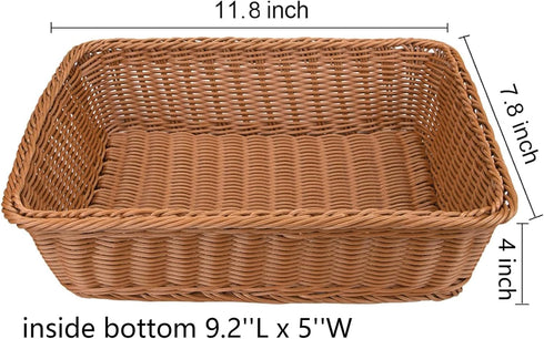 Yarlung 3 Pack Imitation Rattan Woven Bread Baskets, 11.8 Inch Poly Wicker Fruit Baskets for Food Serving, Display, Vegetables, Home Kitchen, Rest...