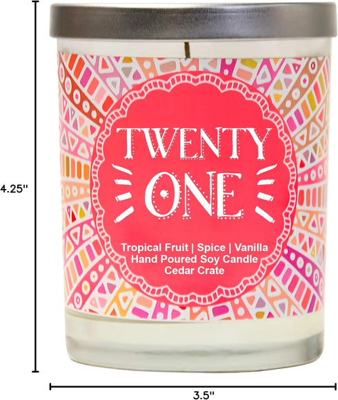 Cedar Crate Market - Twenty One - 21st Birthday Gifts for Her, Finally Legal, R.I.P Fake ID, 21st Birthday Candles Gift idea for Women, Happy Bday...
