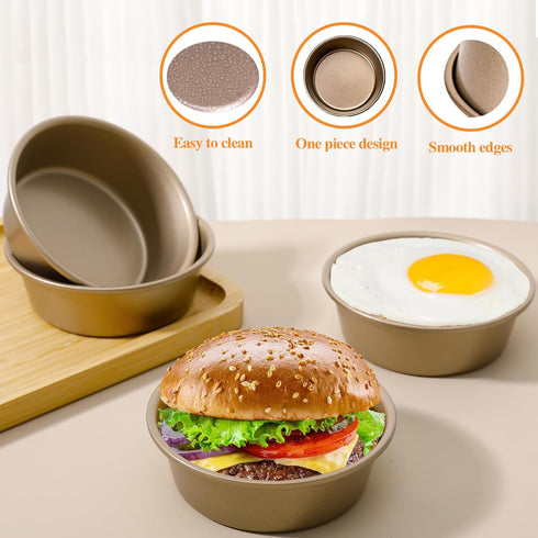 Mini Pie Pan Tart Tins Cupcake Pan 4 Inch Air Fryer Hamburger Bun Mold Mini Cake Pans for Baking-2SETS...