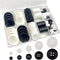 162 PCS Mixed Resin Sewing Buttons, Eco-Friendly 1 inch Buttons with Compartmentalized Storage Box Black Buttons, 4 Holes 5 Sizes DIY White Button...