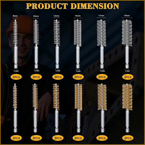 24 Pieces Bore Brush for Drill Wire Bore Brush Set Wire Cleaning Brush Set Stainless Steel Cleaning Brush for Power Drill Impact Driver (Stainless...
