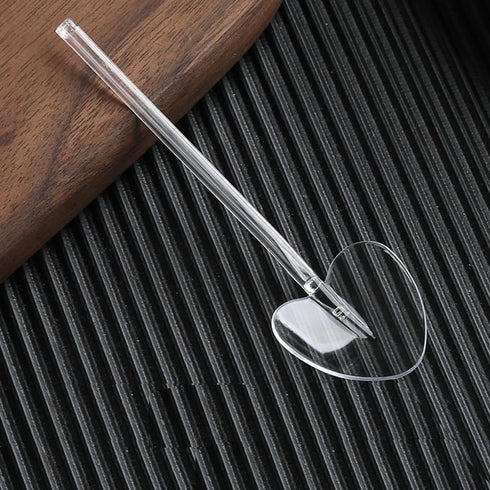 100Pcs Disposable Heart Desserts Spoons Plastic Tasting Spoons Cake Long Handle Spoon Individually Wrapped Tasting Serving Dessert Spoon for Resta...