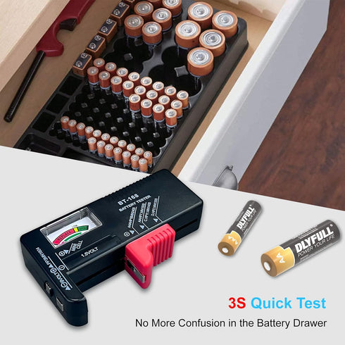 Dlyfull Battery Tester, Small Battery Testers Universal Battery Checker for AAA AA C D 9V 1.5V Button Cell Household Batteries...