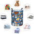 Cute Dogs Blue Round Laundry Hamper Storage Basket Toys Clothes Organizer Bin For Home Bathroom Bedroom Dorm Nursery, 38l...