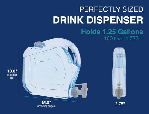 Arrow Home Products Ultra Slimline Drink Dispenser for Fridge, 1.25 Gallon - Plastic Beverage Dispenser with Spigot for Easy Dispensing - BPA Free...