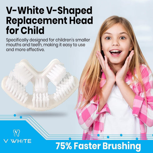 V-White V-Shaped Replacement Head for Ultrasonic Toothbrush, 75% Faster, Effective Whole Mouth Deep Clean & Massage, Compatible with All Kind of V...