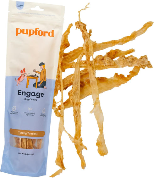 Pupford Turkey Tendon Dog Reward, High-Protein Chews for Healthy Teeth & Joints, Grain-Free, Made in The USA, Perfect for Training & Rewards, 100%...