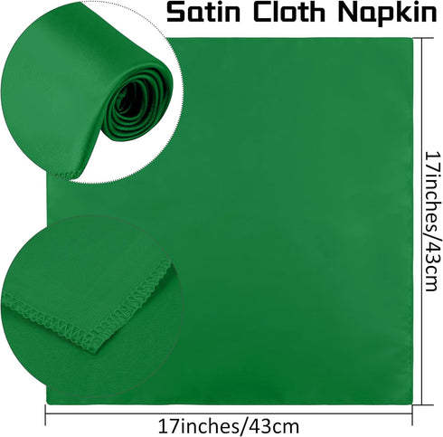 ANECO 12 Pieces Satin Napkins Soft Dinner Napkins Square Table Napkins 17 x 17 Inches for Restaurant Weddings Party Dinner Decoration(Forest Green...