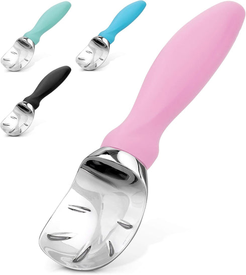 Zulay Ice Cream Scoop With Soft Easy Grip Handle - Ice Cream Scooper With Built-in Lid Opener - Heavy Duty Icecream Scoop With Non-Slip Handle For...