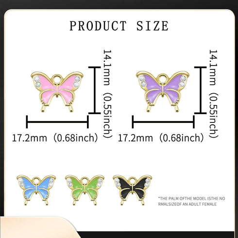 60 Pieces Rhinestones Colorful Butterfly Charm Alloy Enamel Pendants for DIY Mexican Bracelet Necklace Earring Jewelry Making Supplies...