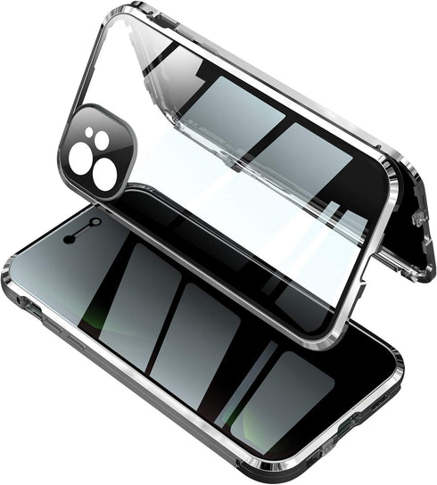Anti-spy Screen iPhone12Promax case?Lock + Magnetic adsorption Anti-Peeping Metal Frame 360 Full Body Protective Cover Double-Sided Glass Lens Pro...
