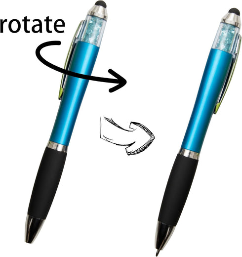 Stylus Pens for Touch Screens, Ballpoint Pens Black Medium Point with Crystals for Women and Kids Black Ink Pen with Stylus Pen for iPad with Comf...