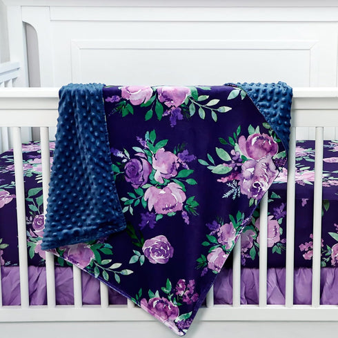 TANOFAR Baby Blankets Purple Floral Minky Toddler Blanket for Boys Girls, Dotted Backing, Double Layer, Crib Receiving Blanket, for Nursery/Stroll...