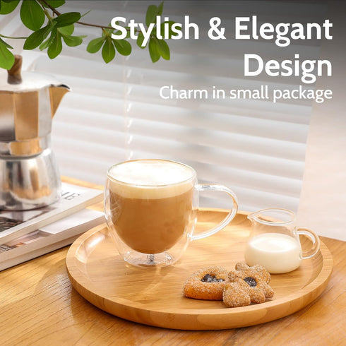 Sweese Clear Coffee Mugs - 8 oz Double Wall Glass Coffee Mugs Set of 4, Perfect for Espresso, Latte, Cappuccino...