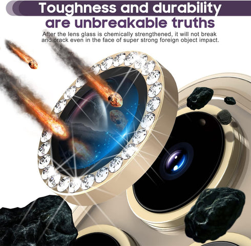 Suoman for iPhone 14 Pro Max Camera Lens Protector / 14 Pro Camera Lens Protector, Diamonds Bling Camera Cover Tempered Glass for iPhone 14 Pro Ma...