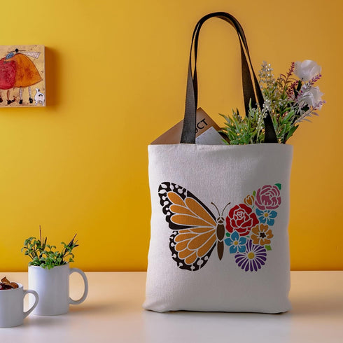 FINGERINSPIRE Floral Butterfly Painting Stencil 11.7x8.3 inch Hollow Out Big Butterfly Craft Stencil Reusable Various Flowers Stencil DIY Art Temp...