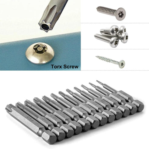 12PCS T5-T40 Torx Screwdriver Bit Set S2 Steel Magnetic Tamper Proof Star Security Torx Head Screwdriver Bits 1/4 Inch Hex Shank Screw Driver Dril...