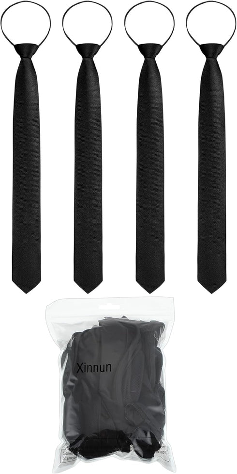 Xinnun 4 Pieces Zipper Ties for Men Adjustable Men's Neckties Zip on Tie for Men Zipper Skinny Necktie Clip on Slim Tie...