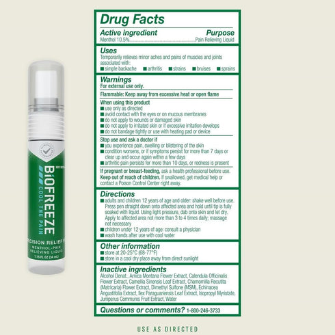 Biofreeze Precision Pain Relief Pen, Arthritis Pain Reliever, Mess-Free Cooling Joint Pain Relief, FSA/HSA Eligible, Menthol Pain Relief Liquid 1....