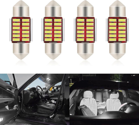 4 PCS 31mm Car Double-tip Reading Light, 4014-12SMD C5W Non-polar Canbus Decoding Filament-free Structure License Plate Light Tail Box Light, Ligh...