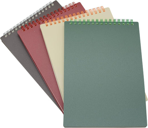 Yansanido Top Bound Spiral Notebook, 4 Pcs 4 Color A5 Size Thick Plastic Hardcover 7mm College Ruled Paper 80 Sheets (160 Pages) Journal for Schoo...