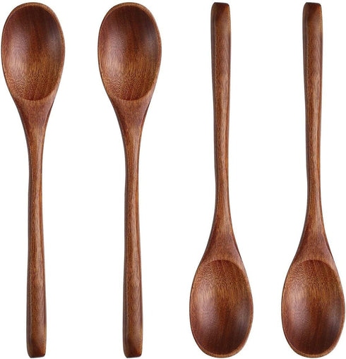 Long Handle Wooden Spoon For Mixing Coffee Tea Jam and Bath Salt In Kitchen, Environmentally Friendly Table Spoon, 8.6 Inches,4 Pieces…...