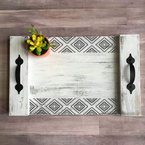 crafTreat Aztec Stencils for Painting on Wood - Aztec Border II - 3X12 Inches - Aztec Stencil for Furniture Painting - Reusable Stencils Border De...