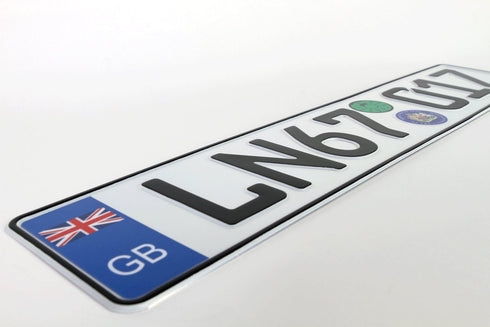 Great Britain Euro Plate with Registration Seals - Flag Style - Random Characters...