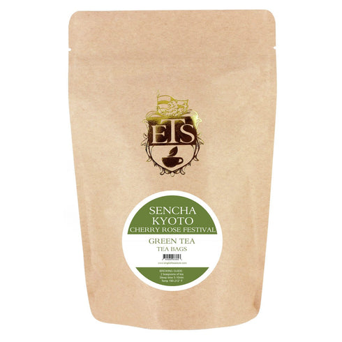 Sencha Kyoto Cherry Rose Festival Tea | Green Tea with Cherry & Rose Flavors | 25 Teabag Pouch | Low Caffeine | High Antioxidants | Vegan & Kosher...